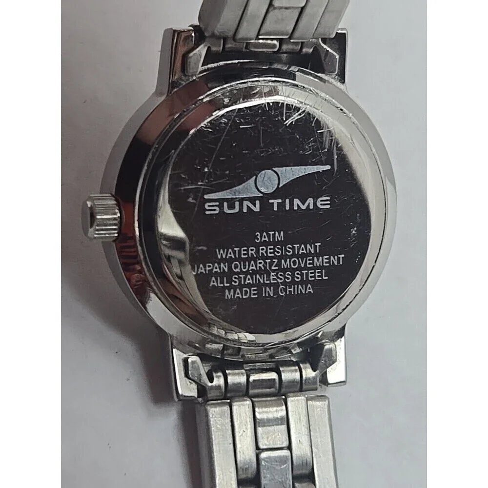 Sun Time Iowa Hawkeyes Stainless Steel Date Quartz Watch New Battery 3ATM Sports